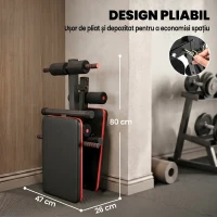 Homcom Bancă Sit‑Up Pliabilă cu Înălțime Reglabilă pentru Casă, Birou și Sală, Antrenament Abdomen & Fitness(m-6)