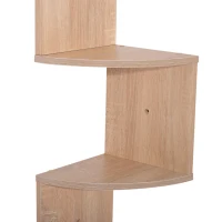 HOMCOM Estante de Canto de Parede para Arrumação Forma Zigzag 20L x 20l x 126H cm 5 Níveis Madeira carvalho claro(m-4)