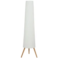 HOMCOM Dimmable Tripod Floor Lamp with Foot Switch, Nordic Standing Lamp with Fabric Shade, 153cm, White, White and Natural(m-1)