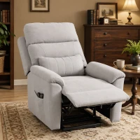 HOMCOM Power lift recliner chair with Massage and Heat, Terry Cloth Electric Lift Chair with Spring Cushion, Light Grey(m-10)