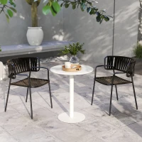 HOMCOM Mesa de Comedor Redonda para 2 Personas Mesa de Cocina de Acero para Interior y Exterior Ø60x72 cm Blanco(m-8)