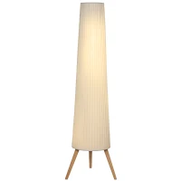 HOMCOM Dimmable Tripod Floor Lamp with Foot Switch, Nordic Standing Lamp with Fabric Shade, 153cm, White, White and Natural(m-11)