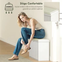 HOMCOM Banc à chaussures avec coussin d'assise rembourré et tiroir rabattable pour couloir, chambre, 80 x 26 x 47,5 cm, blanc(m-7)
