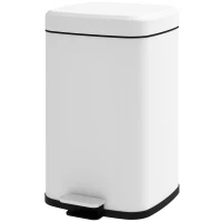 HOMCOM Lixeira de cozinha 20L com tampa de fechamento suave e pedal, balde interno removível, 28L x 35l x 45H cm, branco(m-7)
