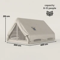 Outsunny Inflatable Camping Tent, 4 Season Hot Tent 10000mm Waterproof with Chimney Opening, Sky Light and Air Pump, Khaki(m-3)