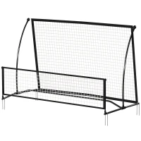 SPORTNOW Filet de Rebond Football Portable 2-en-1, Double Face, avec Sac de Transport et Piquets de Sol, 200x94x122/52cm, Noir(m-13)