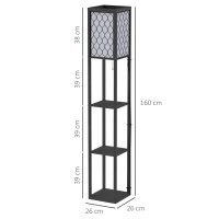 HOMCOM Lampadaire étagère Lampe étagère 26L x 26l x 160H cm 4 Niveaux MDF Noir Motif nid d'abeille(m-3)