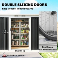 Outsunny 9' x 4' Metal Garden Storage Shed Tool House with Sliding Door Spacious Layout for Backyard, Lawn Dark Gray(m-5)