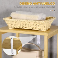 kleankin Estantería de Baño de Bambú Armario Alto para Baño con 3 Estantes y 1 Puerta Mueble Columna de Almacenaje 34x30x173 cm Natural(m-7)