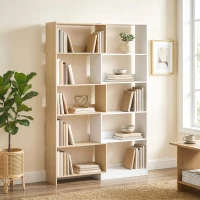HOMCOM Libreria Angolare a 5 Ripiani dal Design Modulabile e Salvaspazio, in Legno, 67x67x163.7 cm, Multicolore(m-2)