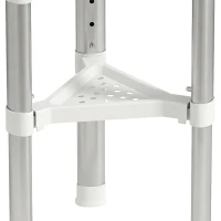 HOMCOM Shower Stool, Aluminium Alloy Corner Shower Chair with Storage Shelf and HDPE Seat, Adjustable Height, White(m-12)