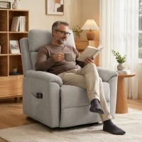 HOMCOM Power lift recliner chair with Massage and Heat, Terry Cloth Electric Lift Chair with Spring Cushion, Light Grey(m-9)
