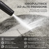 DURHAND Idropulitrice ad Alta Pressione 1600W con Ugello Regolabile e Kit Pulizia, 35x28x65 cm, Blu e Nero(m-4)