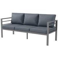 Outsunny Sofá de jardim 3 lugares com almofadas de assento e encosto - sofá exterior em alumínio 185L x 66l x 64H cm(m-8)