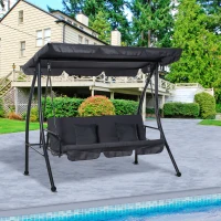 Outsunny Balanço de Jardim Conversível 3 Lugares Teto inclinável Colchão incluído 2L x 1,25l x 1,7H m metal(m-2)