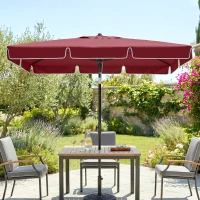 Outsunny Guarda-sol de jardim Guarda-sol reto retangular inclinável alumínio metal poliéster de alta densidade 200 x 130 cm vermelho(m-12)