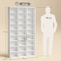 HOMCOM Estantería para 835 CDs o 500 DVDs, estantería de medios Blu-ray con 27 compartimentos y 21 baldas ajustables, Blanco(m-3)