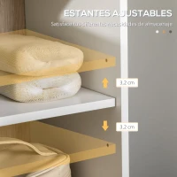 kleankin Columna de Baño con 6 Compartimentos para Ducha Aseo Dormitorio Estilo Moderno 31,5x30x169 cm Blanco y Roble(m-5)