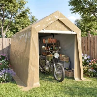 Outsunny Abri de jardin tente de stockage portable pour extérieur avec cadre en acier galvanisé et grande porte 2 x 3,6 m beige(m-2)