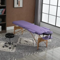HOMCOM 2 Section Massage Table Bed Couch Portable Beauty Bed Lightweight Folding Therapy Bed Purple(m-13)