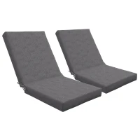 Outsunny Conjunto de 2 almofadas de exterior para poltrona/cadeira com encosto, com presilhas, enchimento 8 cm, 112L x 51l cm, cinza escuro(m-1)
