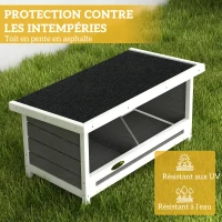 PawHut Pondoir nichoir pour poules 3 emplacements avec toit asphalte structure en bois 66 x 37 x 34 cm gris noir(m-6)