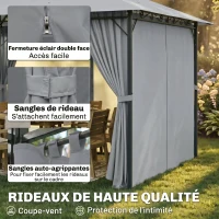 Outsunny Tonnelle barnum pavillon de jardin style colonial double toit toiles latérales amovibles 3L x 4l x 2,8H m gris(m-4)