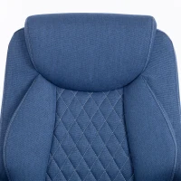HOMCOM Linen-Look Computer Desk Chair, Executive Office Chair with Flip-Up Armrests and Thick Cushion, Blue(m-12)