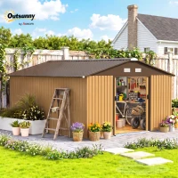 Outsunny 13 x 11ft Large Metal Storage Shed Sliding Doors(m-2)