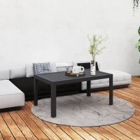 Outsunny Table basse de jardin table d'appoint de patio rectangulaire, cadre en acier, plateau à lattes, 101,5 x 61 x 46 cm, gris(m-6)