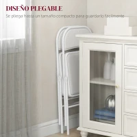 HOMCOM Juego de 2 Sillas Abatibles con Respaldo y Estructura de Acero para Oficina Estudio 45x46x78 cm Blanco(m-6)