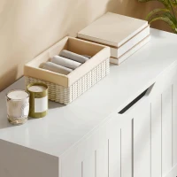 HOMCOM Coffre de Rangement 136 L, Banc Coffre avec 2 Charnières de Sécurité et Design Sans Poignée, 100 x 40 x 45 cm, Blanc(m-10)