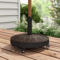 Outsunny Base de lastro para guarda-sol peso líquido 22,7 kg em resina com 4 rodízios - dim. Φ52 x 41H cm - bronze(m-2)