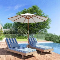 Outsunny Guarda-sol de jardim exterior redondo Ø 2,7 x 2,5 m com abertura/fecho por manivela, mastro em madeira, tecido 180 g/m², bege(m-4)