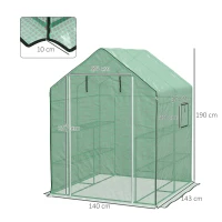 Outsunny Estufa de jardim com 1 porta, 1 janela, prateleiras de 3 níveis para Legumes Plantas Flores Toldo PE 140 x 143 x 190 cm(m-3)