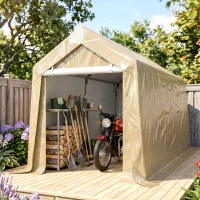 Outsunny Abri de jardin tente de stockage portable pour extérieur avec cadre en acier galvanisé et grande porte 2 x 3,6 m beige(m-15)