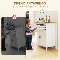 HOMCOM Aparador con Cajón Armario de 2 Niveles y Estante Ajustable Base Elevada y Amplia Superficie 80x40x90cm Blanco y Roble(m-7)