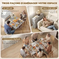 HOMCOM Table pliante de cuisine salle à manger amovible sur roulettes 75L x 140l x 74H cm 2 étagères intégrées en bois(m-4)