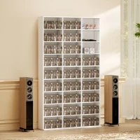 HOMCOM Raft pentru 835 CD-uri sau 500 DVD-uri, raft media Blu-ray cu 27 compartimente și 21 polițe reglabile, Alb(m-4)