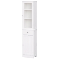kleankin Armario de Baño Alto, Armario de Almacenaje Delgado, con Estantes Ajustables, Cajón, para Espacios Pequeños, Moderno, 40x27x171,5 cm, Blanco