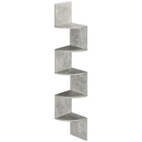 HOMCOM Estante de Canto para Parede Zigzag 20L x 20l x 126H cm 5 Níveis Madeira Cinza(m-1)