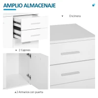 HOMCOM Mueble Auxiliar de Salón Aparador Estrecho con Puertas y Cajones 71x35x76cm Blanco(m-4)
