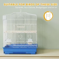 PawHut Large Metal Bird Cage with Perches, Food Bowls, Swing, for Budgies, Parakeets, Blue(m-7)