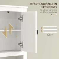 HOMCOM Mueble sobre Inodoro con 2 Puertas con Frontal de Ratán Compartimento y Estante Ajustable 60x19,5x160 cm Blanco(m-5)