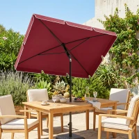 Outsunny Guarda-sol de jardim Guarda-sol reto retangular inclinável alumínio metal poliéster de alta densidade 200 x 130 cm vermelho(m-2)