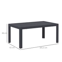 Outsunny Table basse de jardin table d'appoint de patio rectangulaire, cadre en acier, plateau à lattes, 101,5 x 61 x 46 cm, gris(m-3)