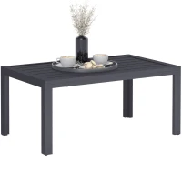 Outsunny Table basse de jardin table d'appoint de patio rectangulaire, cadre en acier, plateau à lattes, 101,5 x 61 x 46 cm, gris(m-11)