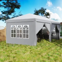 Outsunny Toldo barnum dobrável pop-up 6 x 3 x 2,7 m 4 paredes laterais removíveis 4 janelas bolsa de transporte cinza claro(m-5)