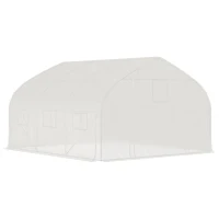 Outsunny Estufa túnel de jardim 10,4 m² estufa de jardim anti-UV porta enrolável com zíper janelas com tela 350 x 300 x 200 cm branco(m-4)