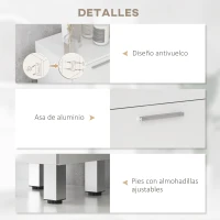 kleankin Mueble Auxiliar Baño Moderno Armario de Baño con 4 Cajones y 4 Patas para Salón Carga 30 kg 30x30x93cm Blanco Brillante(m-6)